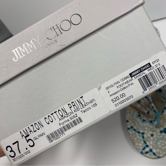 Jimmy Choo Printed Slip On Wedge Sandals in Multicolor Cotton - Picture 8 of 9